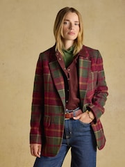 Hackmore Red Check Relaxed Fit Tweed Blazer With Wool - Image 8 of 11