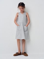 The Set 3 Pack Sleeveless Jersey Dresses with Pockets Blue/Navy/Stripe - Image 3 of 9