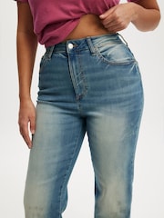 Raka jeans med stretch och bomullsmönster - Bild 5 av 5