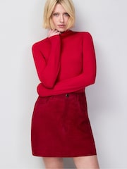 Ro&Zo Red Petite Suede Mini Skirt - Image 1 of 5