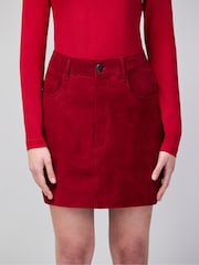 Ro&Zo Red Suede Mini Skirt - Image 2 of 5