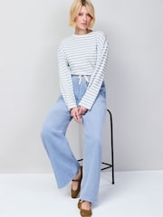 Ro&Zo Blue Stripe Long-Sleeved Cotton T-Shirt - Image 2 of 4