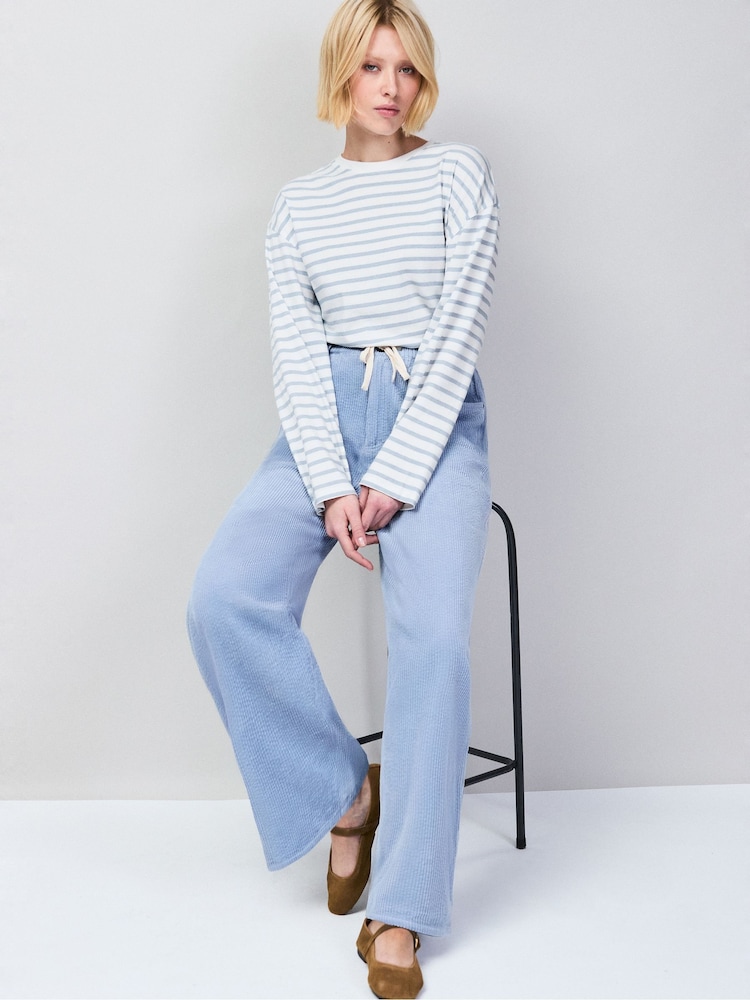 Ro&Zo Blue Stripe Long-Sleeved Cotton T-Shirt - Image 2 of 4