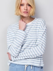 Ro&Zo Blue Stripe Long-Sleeved Cotton T-Shirt - Image 3 of 4