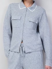 Ro&Zo Grey Knit Zip Front Jacket - Image 6 of 6