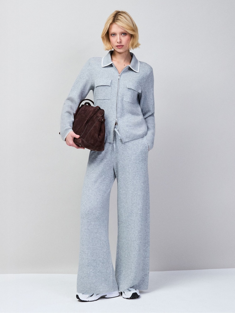 Ro&Zo Grey Knit Straight Leg Trousers - Image 6 of 6