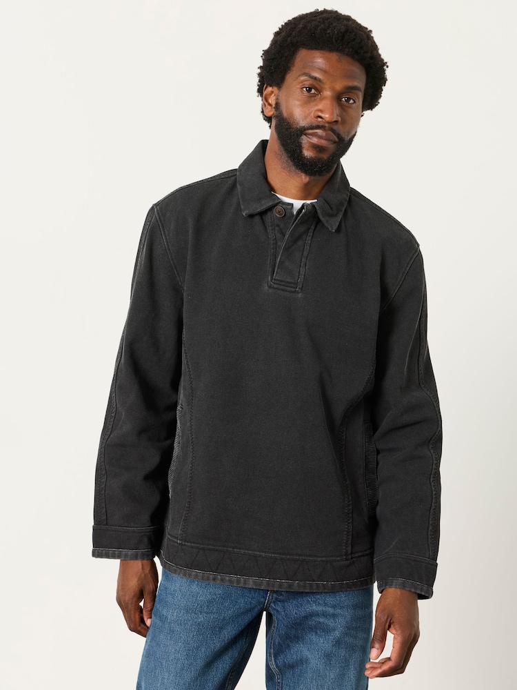 FatFace Airlie Charcoal Grey Button Neck Sweat Top - Image 1 of 5 FatFace Airlie Charcoal Grey Button Neck Sweat Top - Image 1 of 5