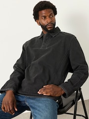 FatFace Airlie Charcoal Grey Button Neck Sweat Top - Image 3 of 5