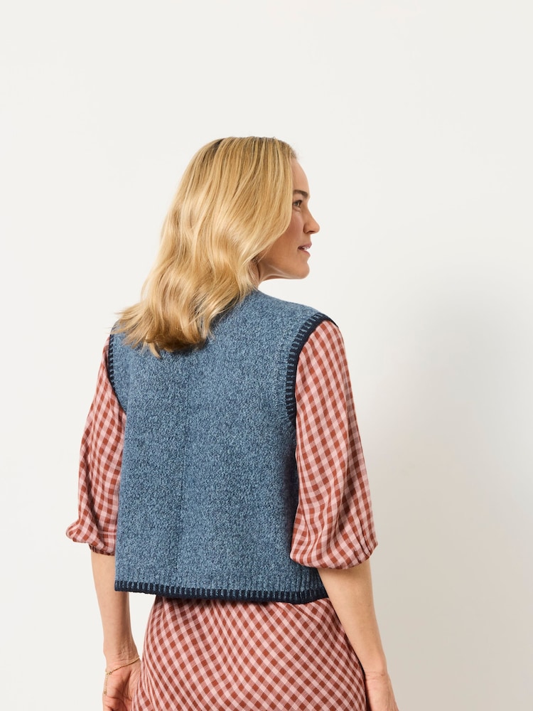 Marine - FatFace Knitted Edge to Edge Sleeveless Cardigan - Bild 2 von 6