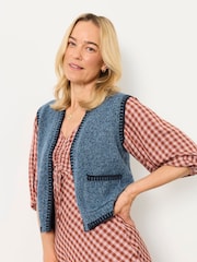Marine - FatFace Knitted Edge to Edge Sleeveless Cardigan - Bild 3 von 6
