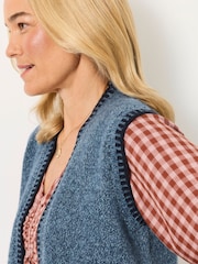 Marine - FatFace Knitted Edge to Edge Sleeveless Cardigan - Bild 5 von 6