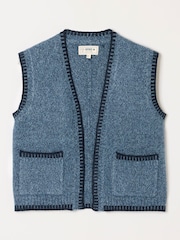 Marine - FatFace Knitted Edge to Edge Sleeveless Cardigan - Bild 6 von 6