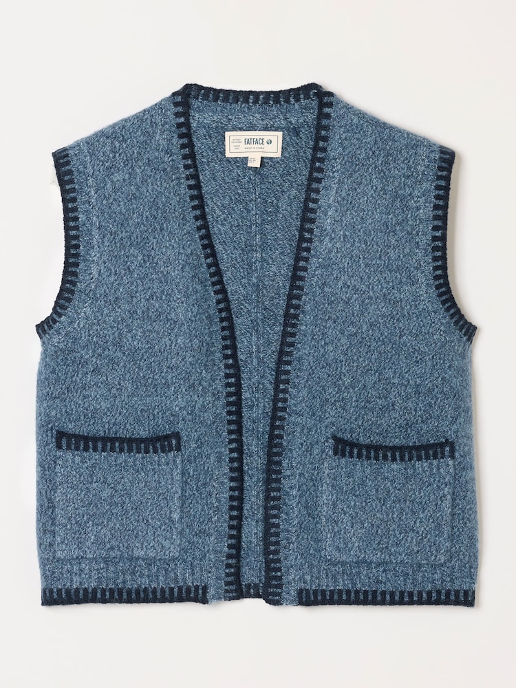 Marine - FatFace Knitted Edge to Edge Sleeveless Cardigan - Bild 6 von 6