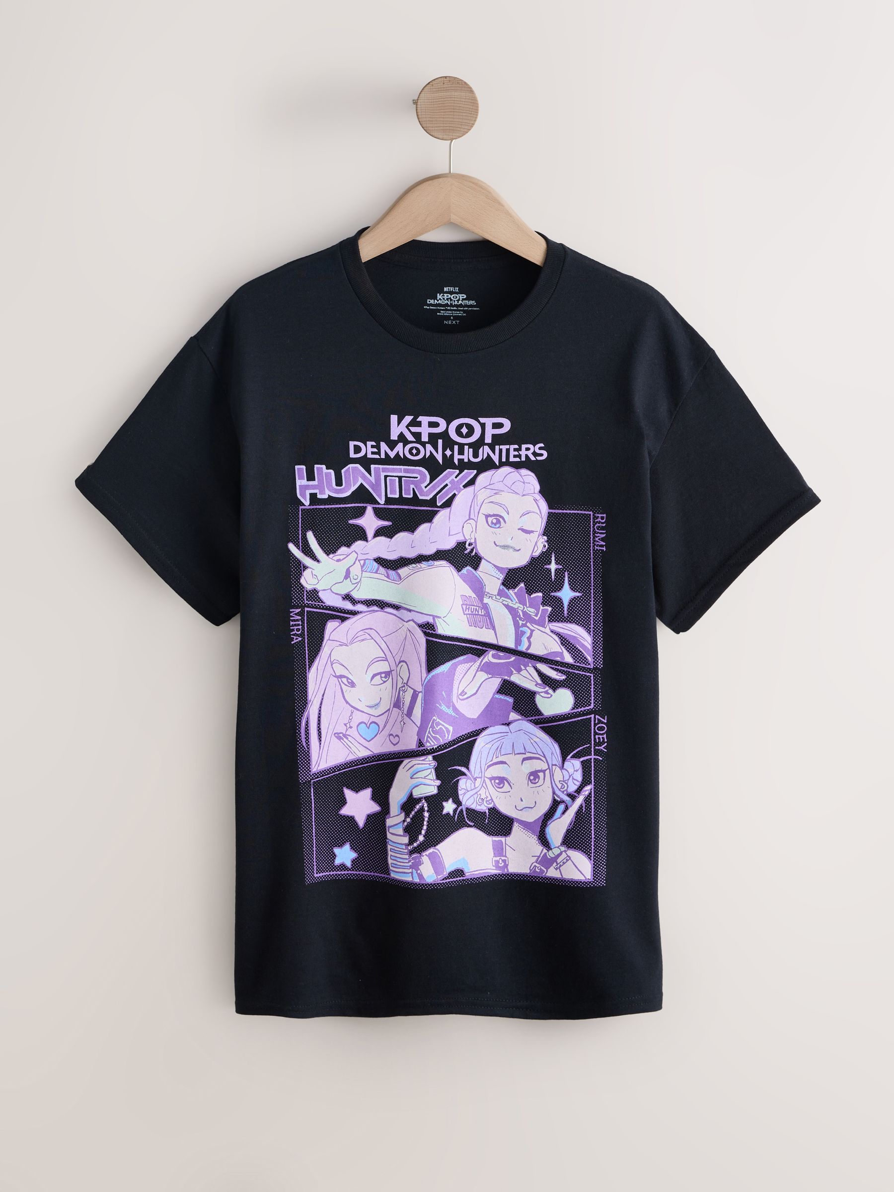 Buy Black Cotton KPop Demon Hunters Graphic T-Shirt from Next USA