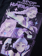 Black Cotton KPop Demon Hunters Graphic T-Shirt - Image 7 of 8