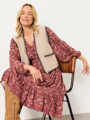 Natur - FatFace Knitted Edge to Edge Sleeveless Cardigan - Bild 1 von 7