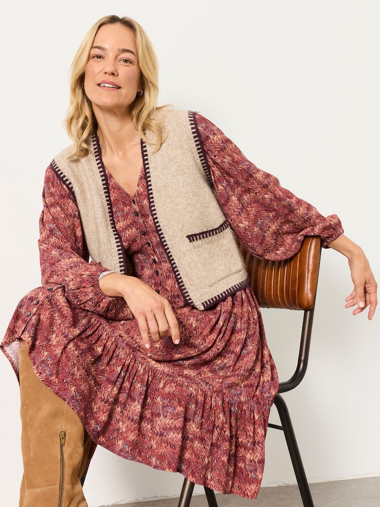 Natur - FatFace Knitted Edge to Edge Sleeveless Cardigan - Bild 1 von 7