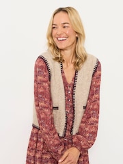Natur - FatFace Knitted Edge to Edge Sleeveless Cardigan - Bild 3 von 7