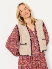 Natur - FatFace Knitted Edge to Edge Sleeveless Cardigan - Bild 5 von 7