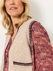 Natur - FatFace Knitted Edge to Edge Sleeveless Cardigan - Bild 6 von 7