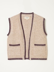 Natur - FatFace Knitted Edge to Edge Sleeveless Cardigan - Bild 7 von 7