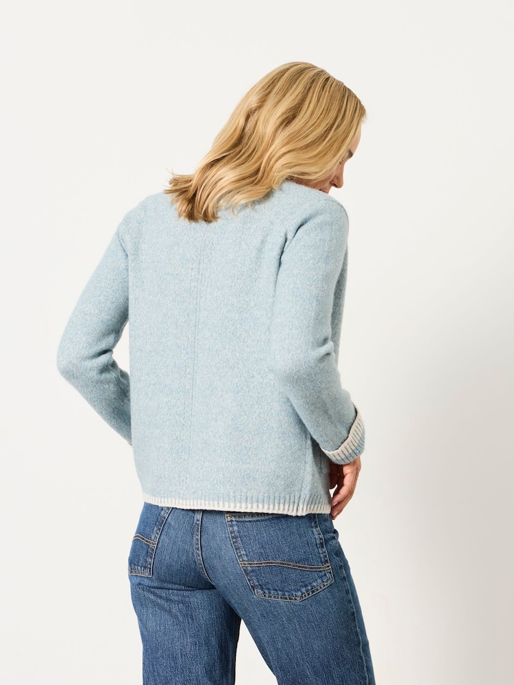 FatFace Hattie Light Blue Knitted Edge to Edge Cardigan - Image 2 of 7 FatFace Hattie Light Blue Knitted Edge to Edge Cardigan - Image 2 of 7