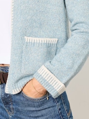FatFace Hattie Light Blue Knitted Edge to Edge Cardigan - Image 3 of 7
