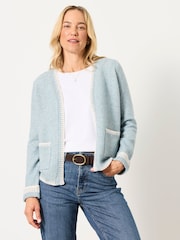 FatFace Hattie Light Blue Knitted Edge to Edge Cardigan - Image 4 of 7