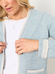 FatFace Hattie Light Blue Knitted Edge to Edge Cardigan - Image 5 of 7