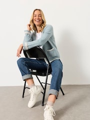 FatFace Hattie Light Blue Knitted Edge to Edge Cardigan - Image 6 of 7