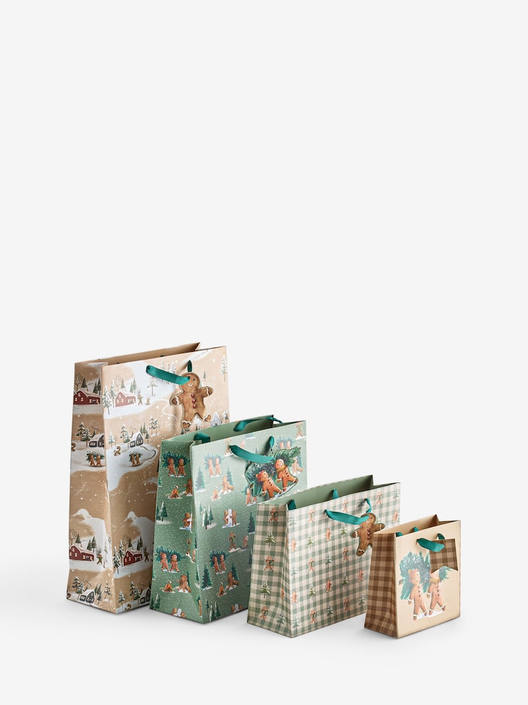 Green and Natural Gingerbread 4 Pack Gift Bag - Image 3 of 3 Green and Natural Gingerbread 4 Pack Gift Bag - Image 3 of 3