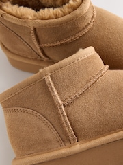 Tan Brown Standard Fit (F) Mini Suede Pull On Boots - Image 3 of 5