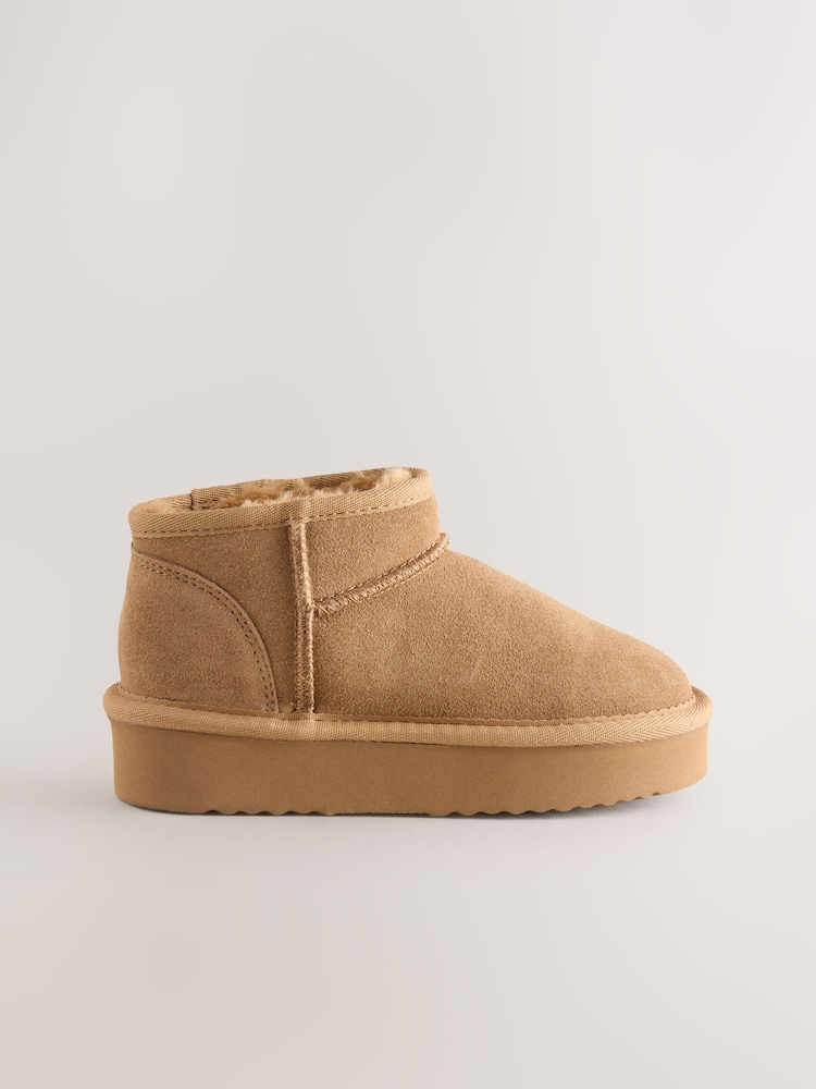 Tan Brown Wide Fit (G) Mini Suede Pull On Boots - Image 2 of 5 Tan Brown Wide Fit (G) Mini Suede Pull On Boots - Image 2 of 5