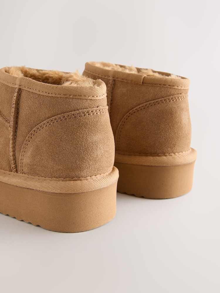Tan Brown Wide Fit (G) Mini Suede Pull On Boots - Image 5 of 5 Tan Brown Wide Fit (G) Mini Suede Pull On Boots - Image 5 of 5