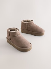 Mink Brown Standard Fit (F) Mini Suede Pull On Boots - Image 1 of 5