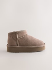 Mink Brown Wide Fit (G) Mini Suede Pull On Boots - Image 2 of 5