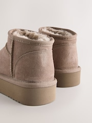 Mink Brown Wide Fit (G) Mini Suede Pull On Boots - Image 3 of 5