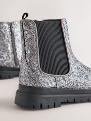 Silver Glitter Wide Fit (G) Chunky Chelsea Boots - Image 3 of 5