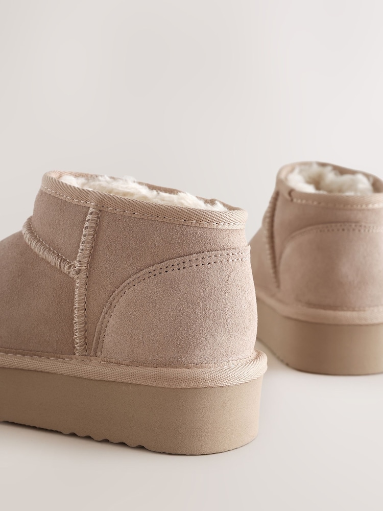 Sand Standard Fit (F) Mini Suede Pull On Boots - Image 5 of 5 Sand Standard Fit (F) Mini Suede Pull On Boots - Image 5 of 5
