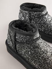 Black Glitter Standard Fit (F) Water Repellant Suede Pull On Boots - Image 4 of 5