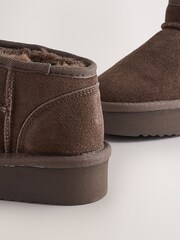 Chocolate Brown Standard Fit (F) Water Repellant Suede Pull On Boots - Image 5 of 5