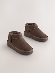Chocolate Brown Wide Fit (G) Water Repellant Suede Pull On Boots - Image 1 of 5