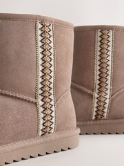 Mink Brown Standard Fit (F) Tall Suede Pull On Boots - Image 3 of 5