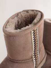 Mink Brown Standard Fit (F) Tall Suede Pull On Boots - Image 4 of 5