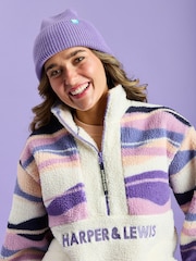 Harper & Lewis Purple Leyna 1/4 Zip Sherpa Fleece - Image 6 of 7