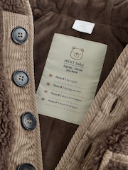 Chocolate Brown Borg Hooded Fleece Lined Baby Jacket - Image 5 of 7