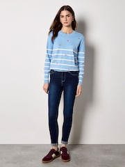 Apricot Blue Stripe Embroidered Hearts Jumper - Image 4 of 4