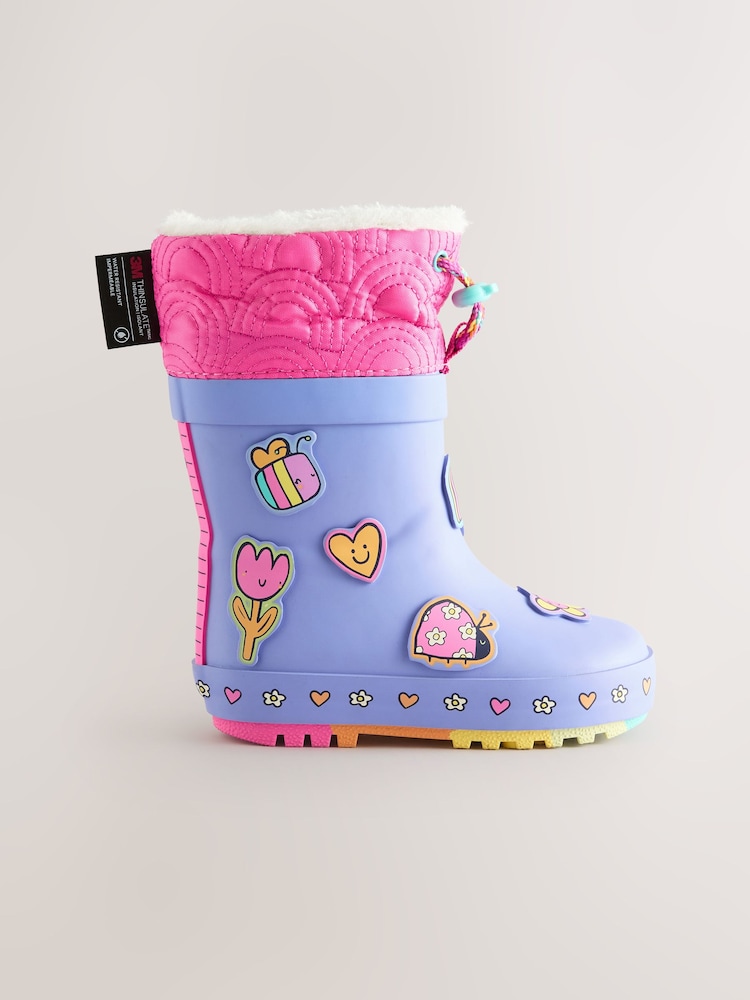 Purple/Pink Jolly Thinsulate Lined Cuff Wellies - Image 2 of 5 Purple/Pink Jolly Thinsulate Lined Cuff Wellies - Image 2 of 5