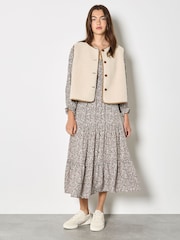 Apricot Brown Reversible Borg Suede Gilet - Image 2 of 6