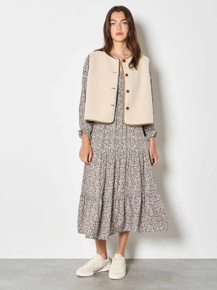 Apricot Brown Reversible Borg Suede Gilet - Image 2 of 6